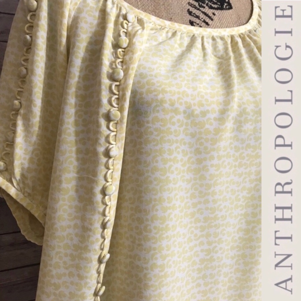 Anthropologie | Sine Silk Yellow and White Tunic